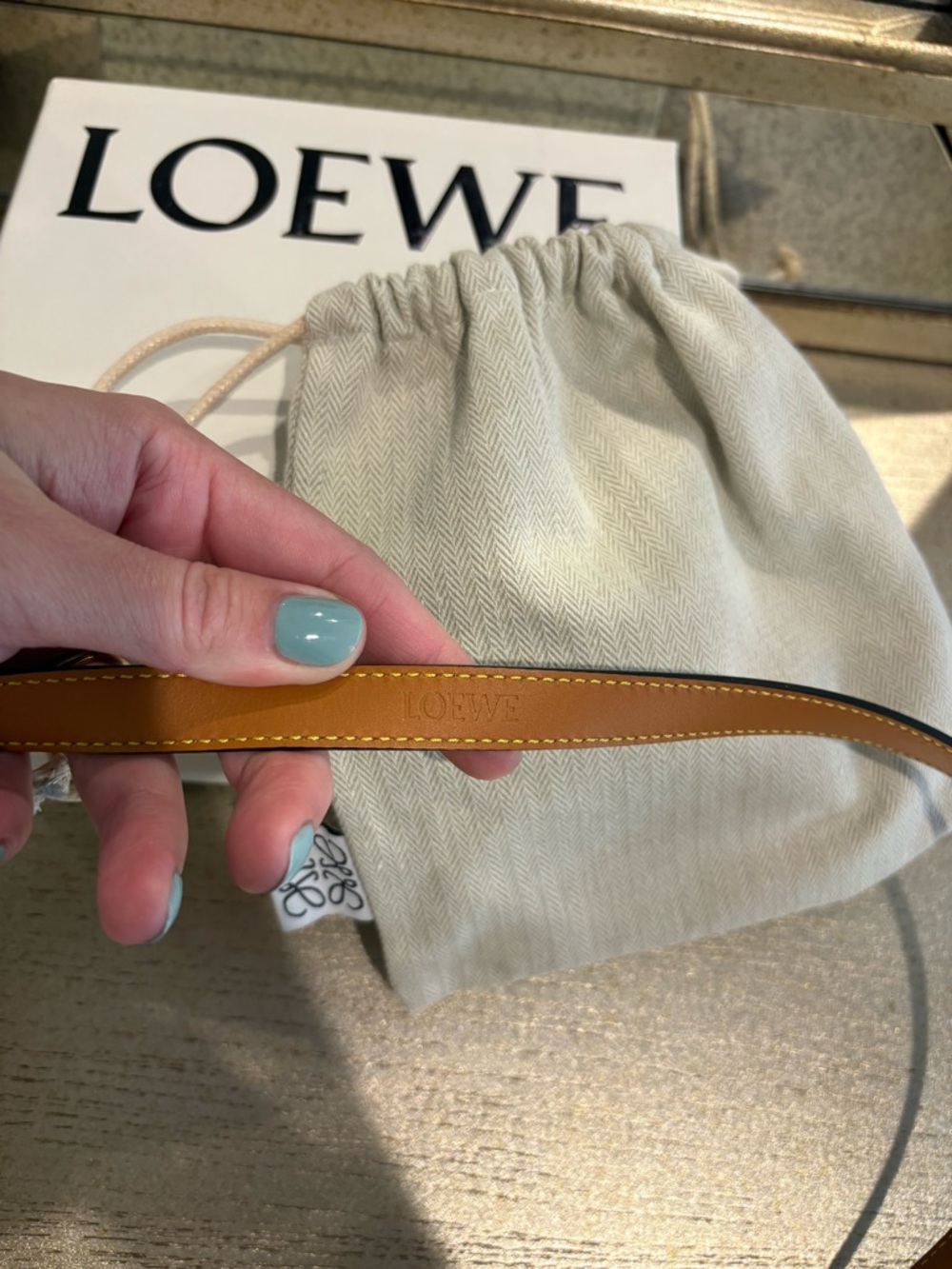 Loewe Black Skinny Leather Belt Gold L Collection SS 23 Size 75 Small - Picture 11 of 16